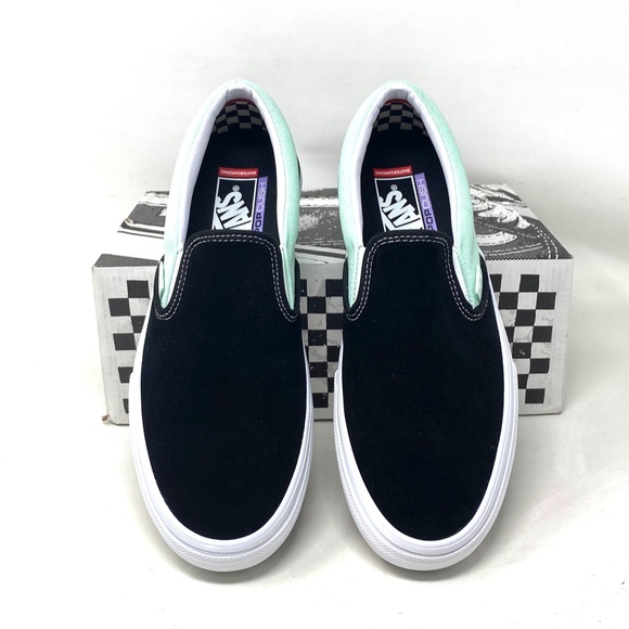 VANS Skate Slip On Sneakers For Women Mint Black Suede Canvas Casual VN0A5FCAM2T - Picture 3 of 11